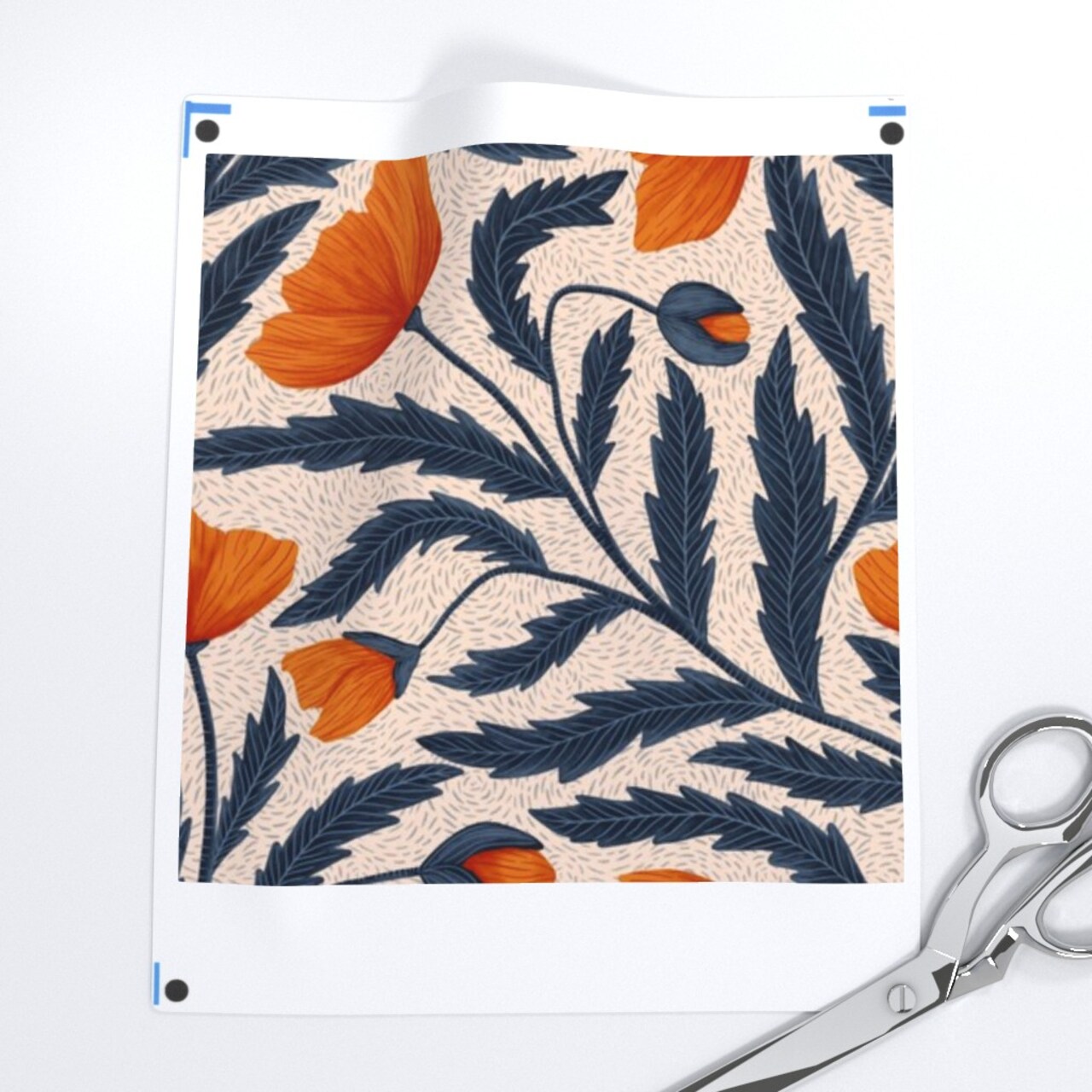 Botanical Chintz Florals Watercolor Poppies Orange Poppy Hand Drawn Vines Custom Removable Wallpaper by Spoonflower Peel & Stick Wallpaper 2FT Wide
